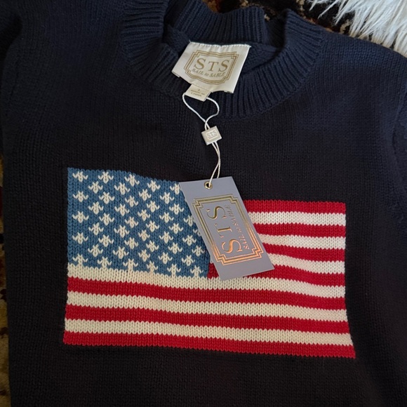 STS NAVY Sweater with American Flag Design - Picture 3 of 4